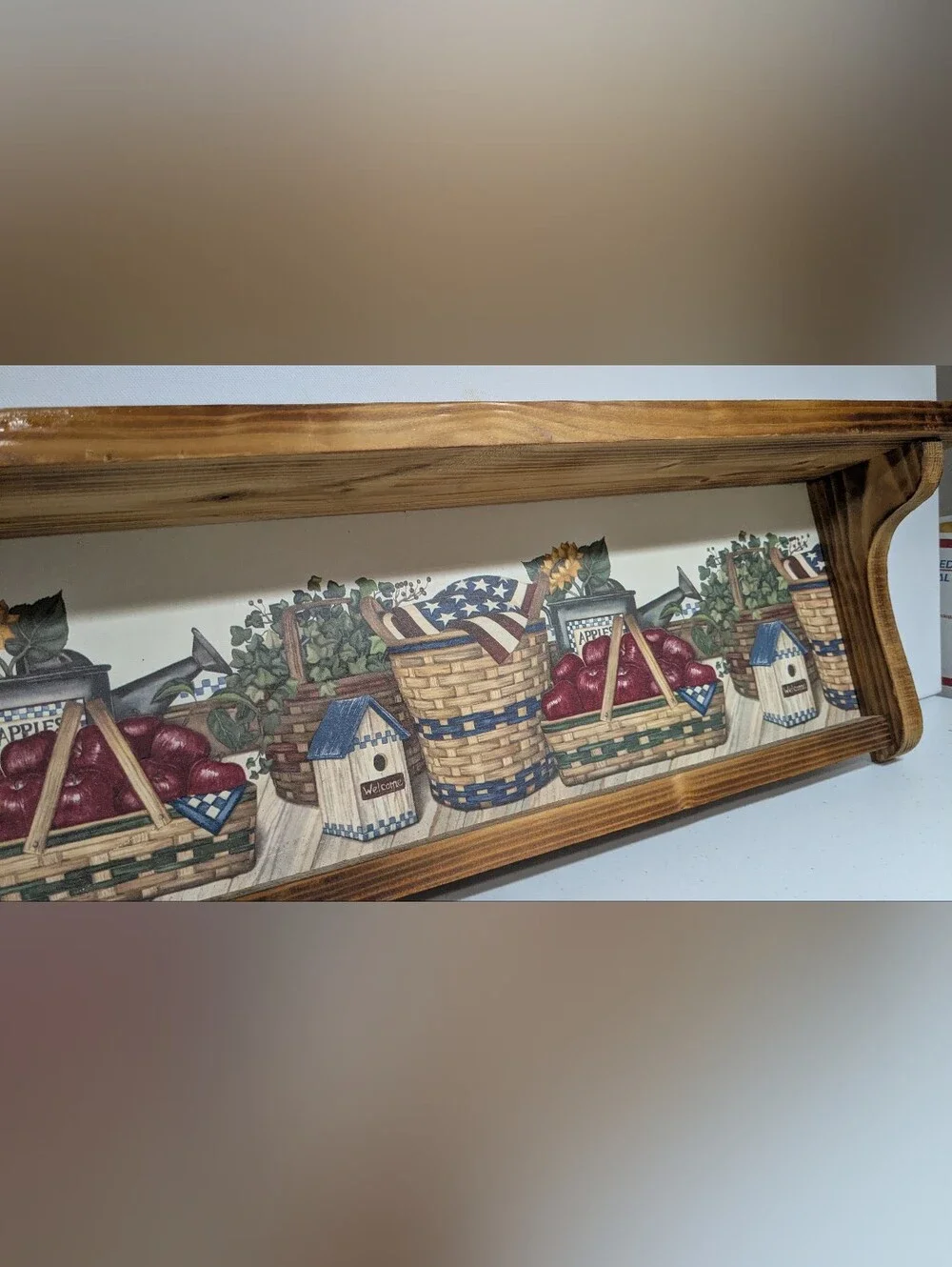 Farmhouse rustic solid wood shelf wall mount